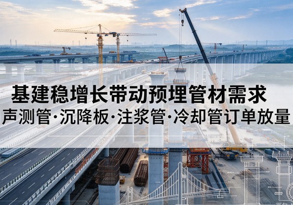 德钦基建稳增长带动预埋监测管材需求，声测管、沉降板、注浆管订单持续放量